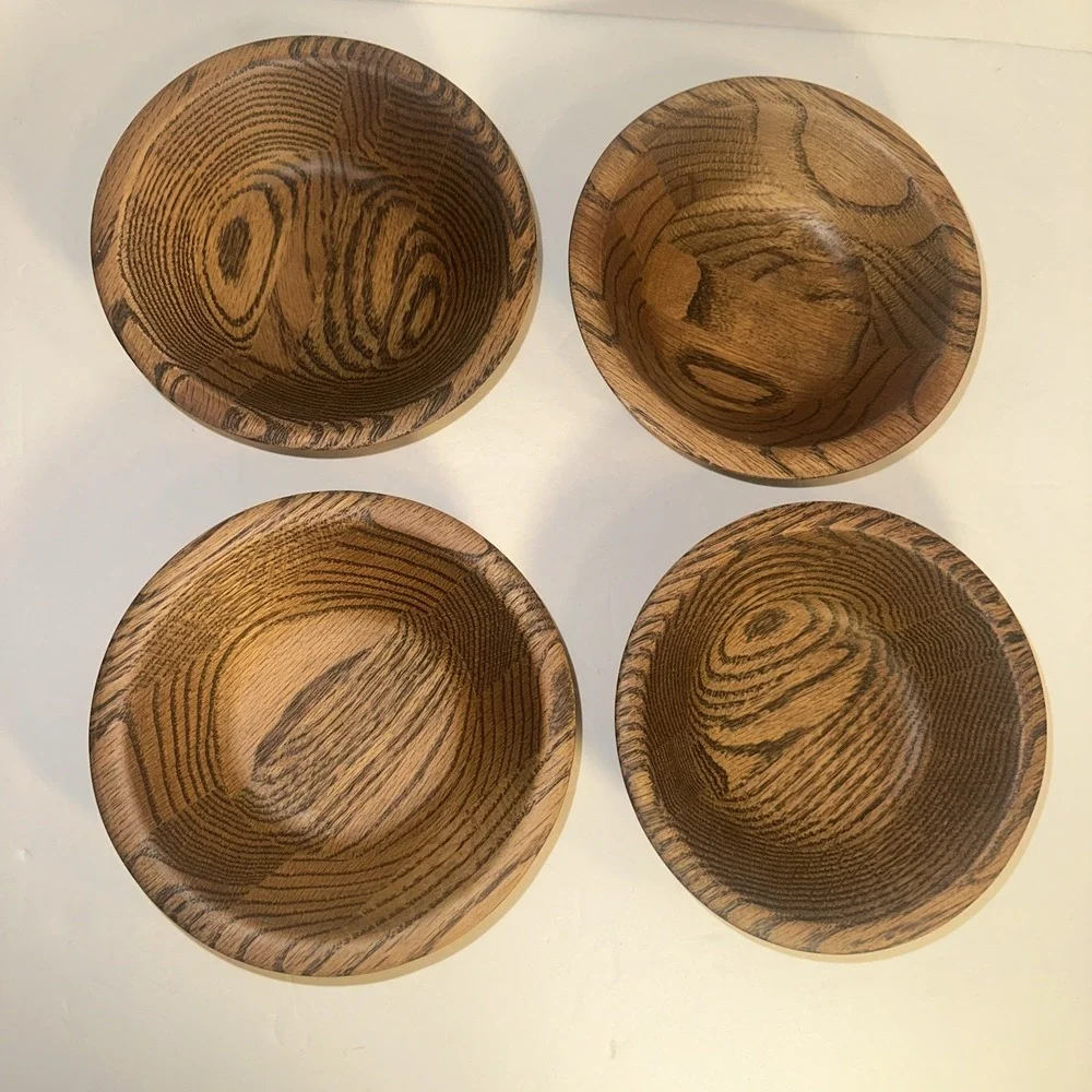 Quality Heirloom Rustic Oak Wooden Salad Bowls Set of 4 VTG in Lebanon MO